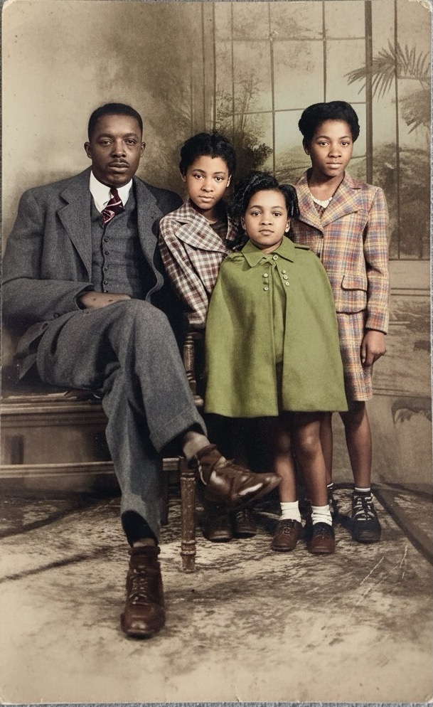 Family portrait, restored and colorized